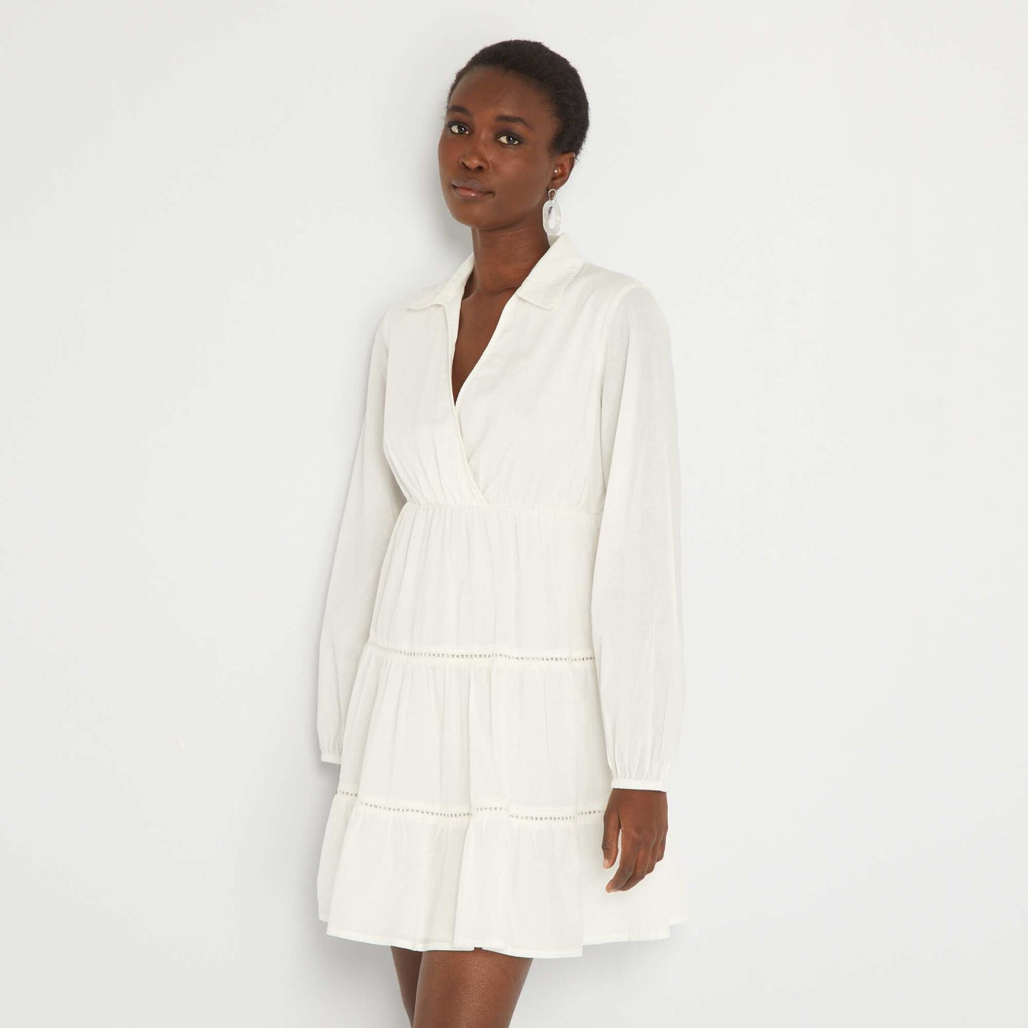 Robe courte en voile de coton Blanc