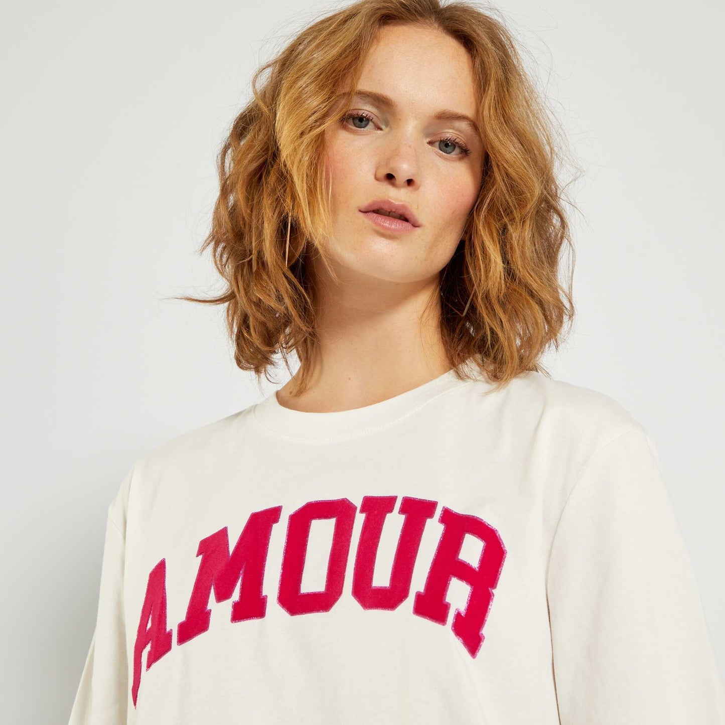 T-shirt 'Amour' col rond blanc