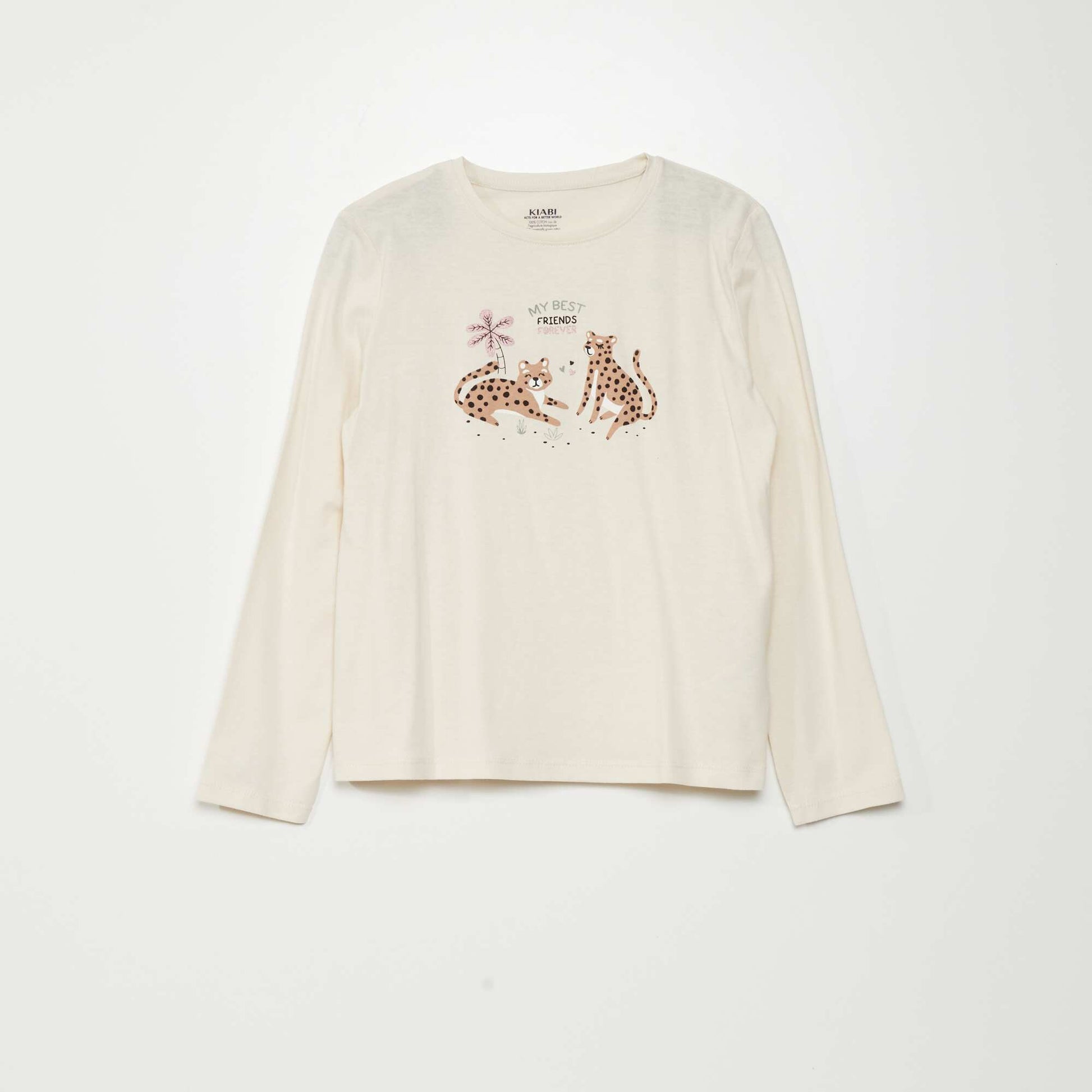 Tee-shirt en jersey manches longues Blanc cr me