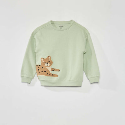Sweat en molleton 'l opard' Bleu vert
