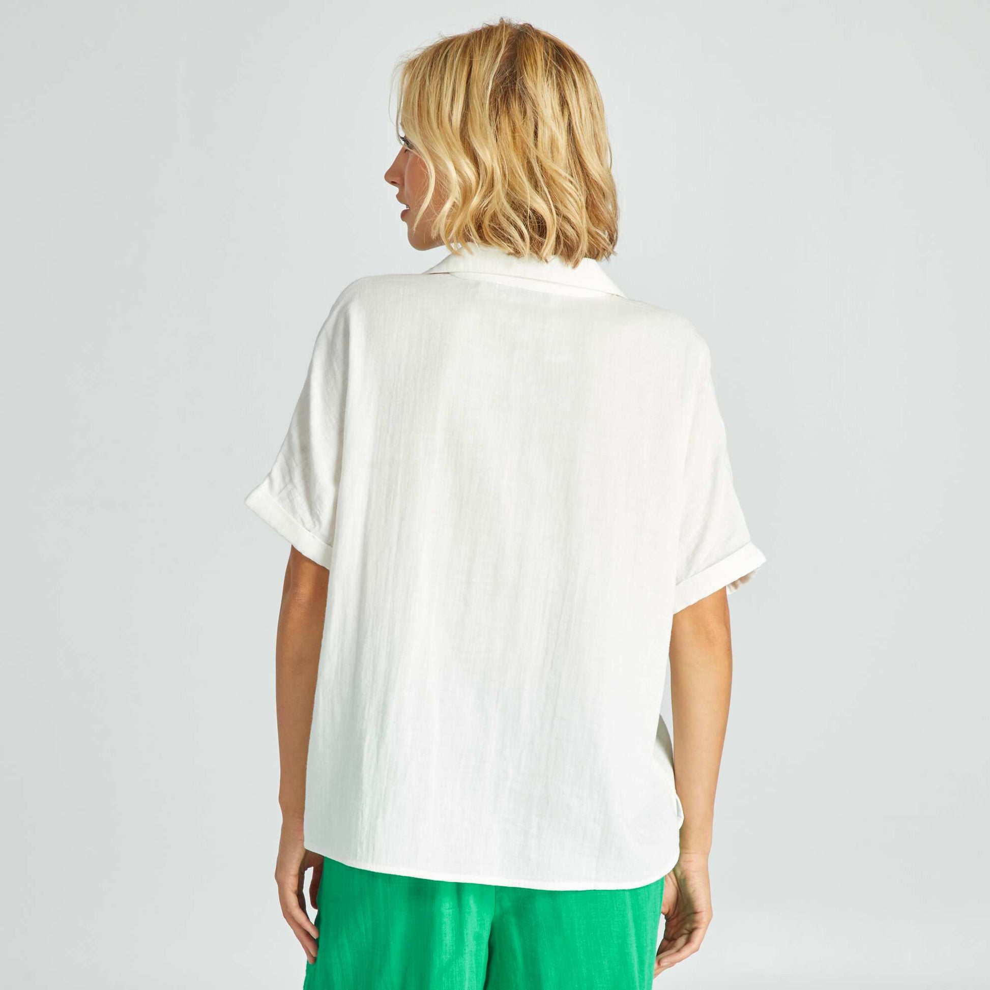 Chemisier en double gaze de coton Blanc