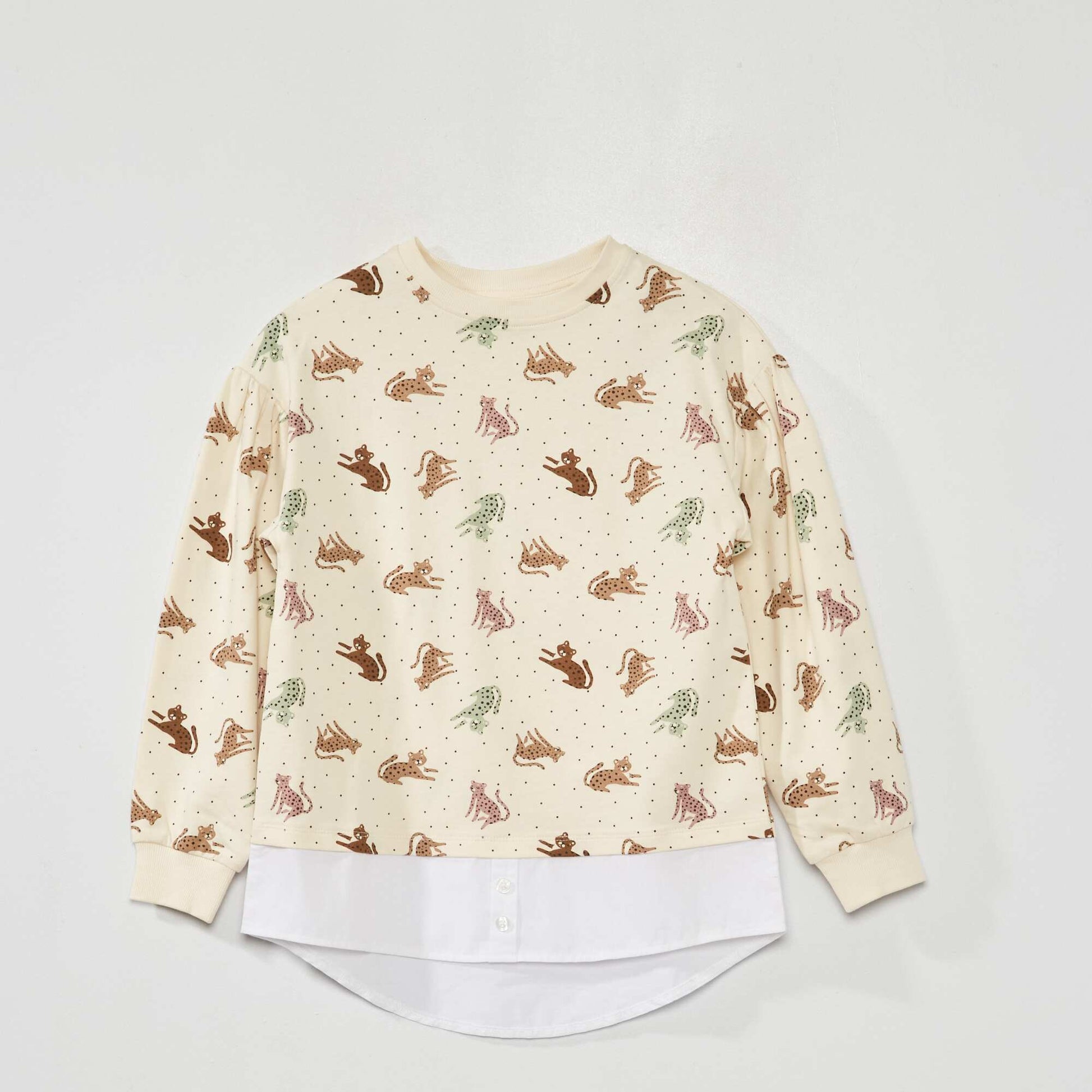 T-shirt en maille jersey effet 2 en 1 Ecru
