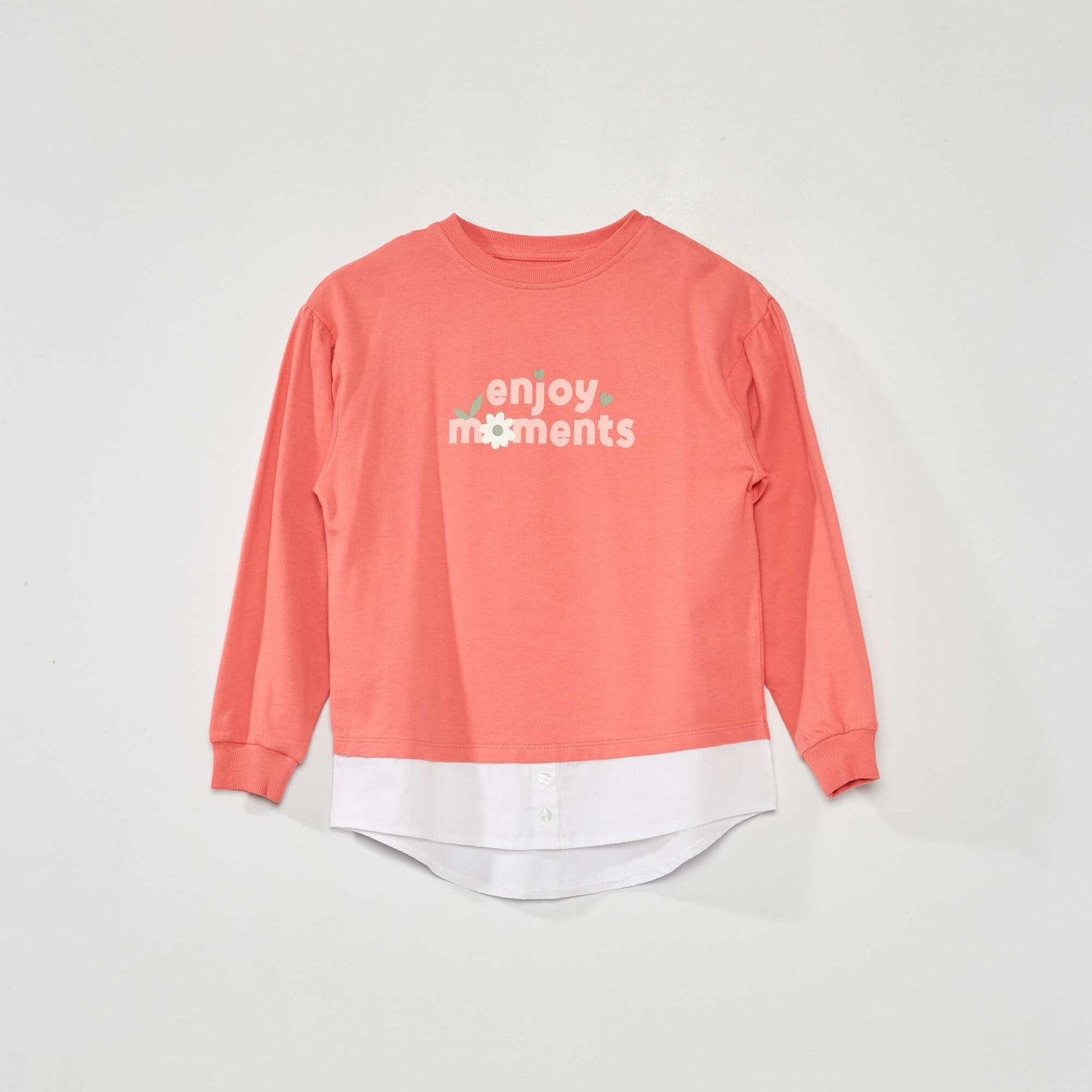 T-shirt en maille jersey effet 2 en 1 Rose