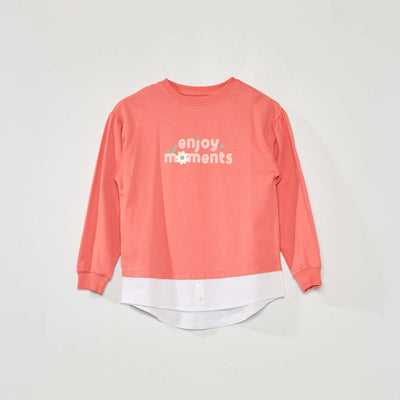 T-shirt en maille jersey effet 2 en 1 Rose