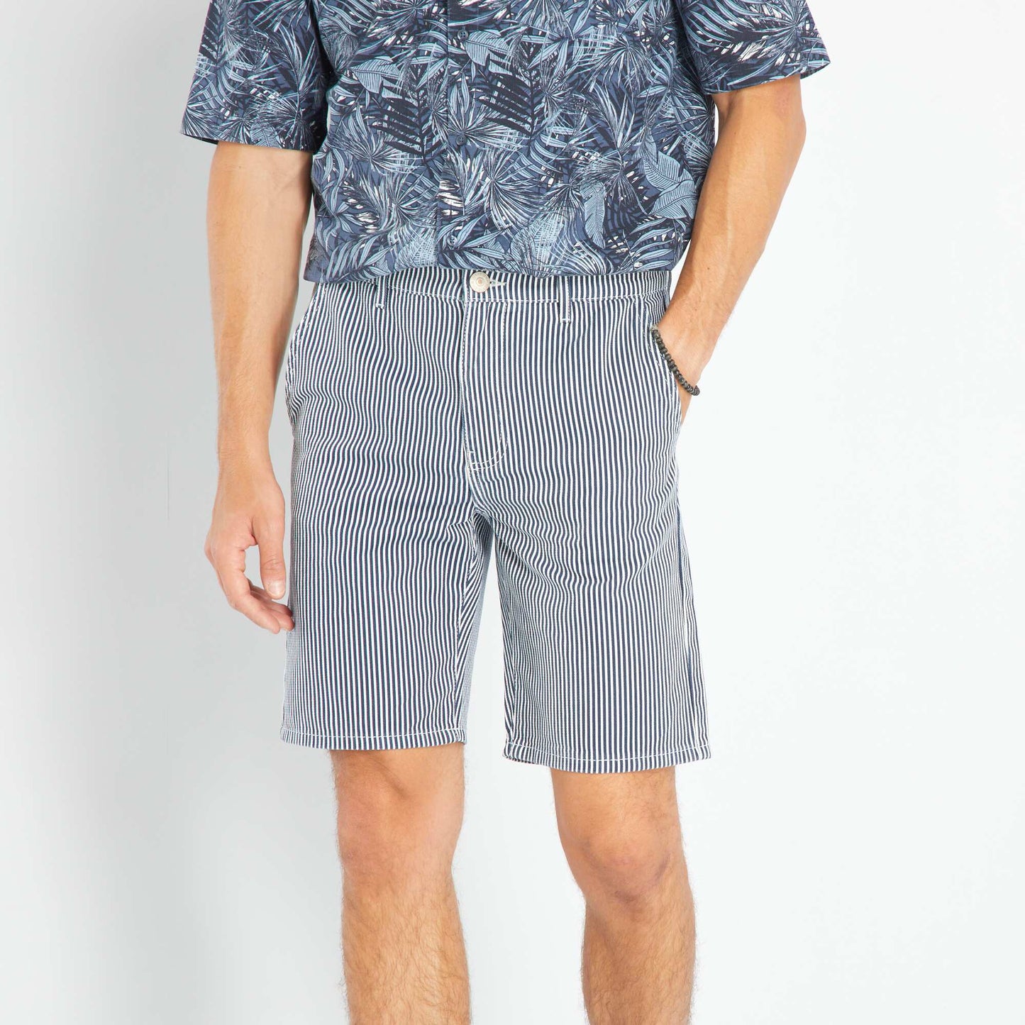 Bermuda chino à taille standard Bleu à rayures