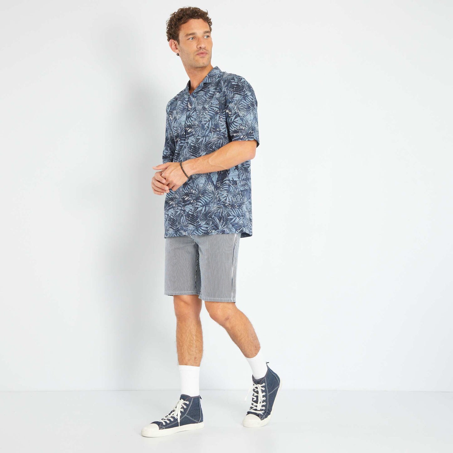 Bermuda chino à taille standard Bleu à rayures