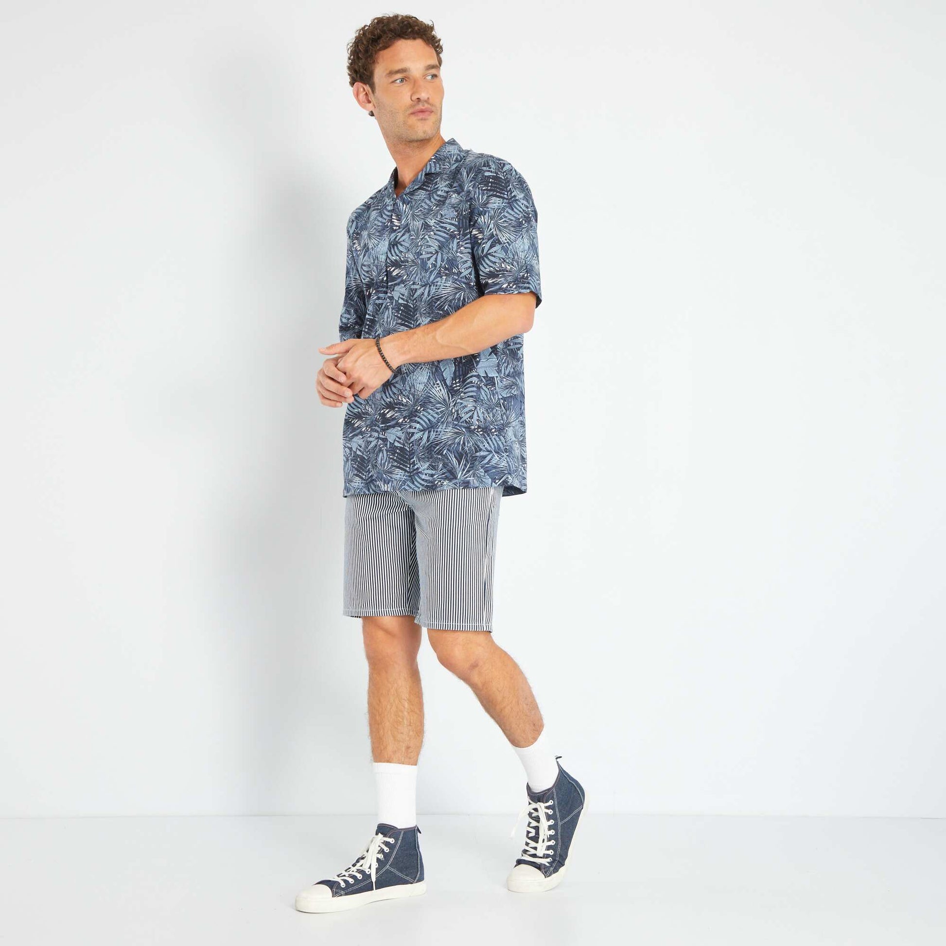 Bermuda chino à taille standard Bleu à rayures