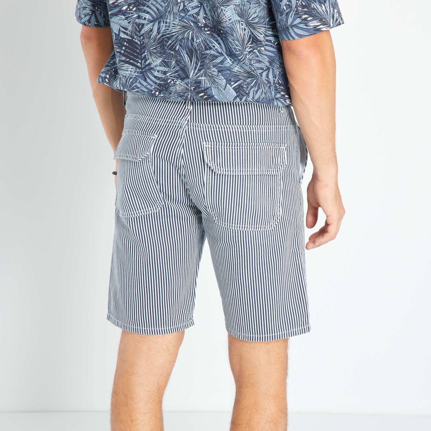 Bermuda chino à taille standard Bleu à rayures