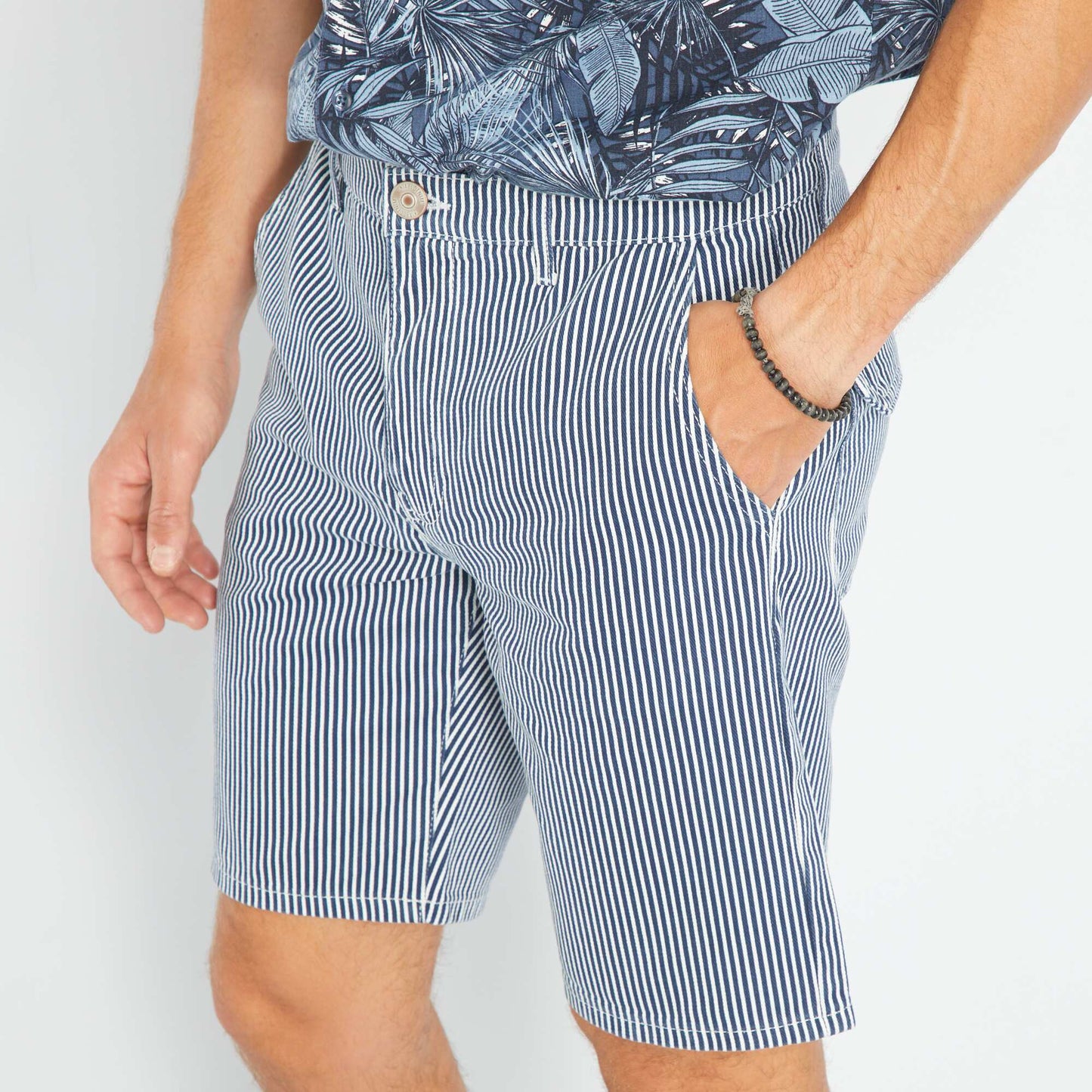 Bermuda chino à taille standard Bleu à rayures
