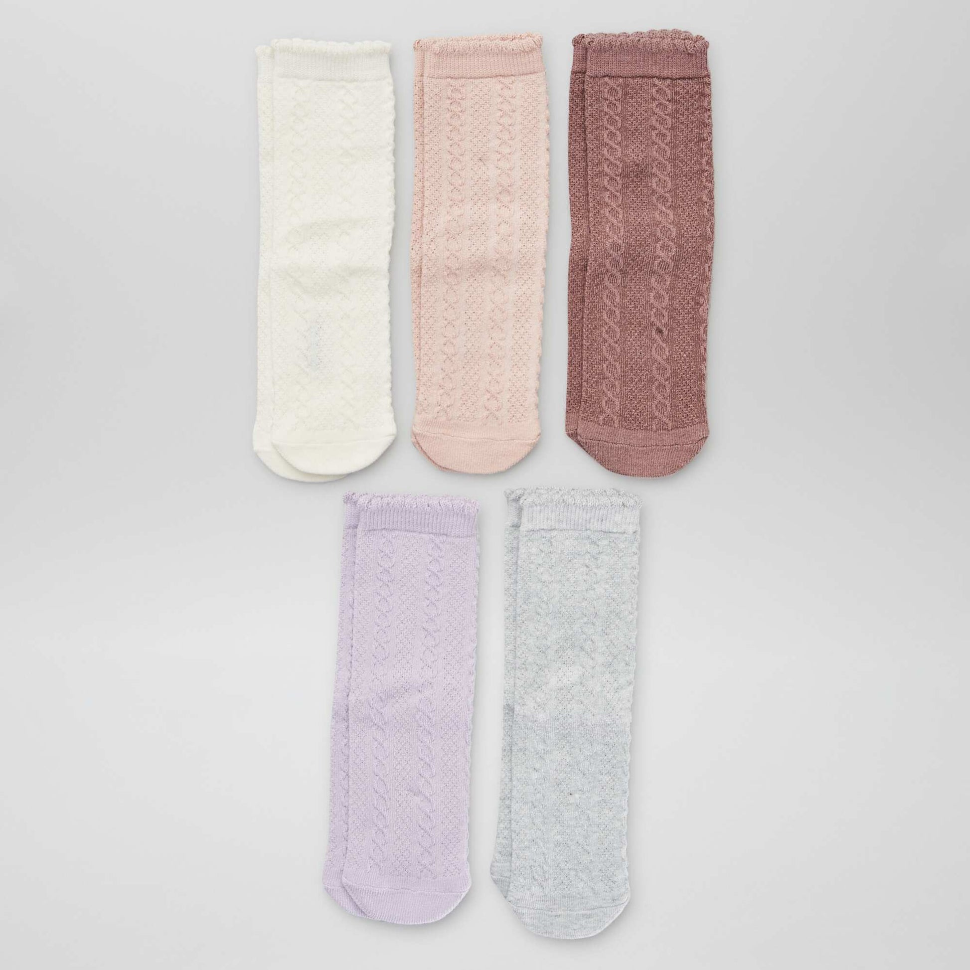 Lot de 5 paires de chaussettes torsad es Violet/rose/gris