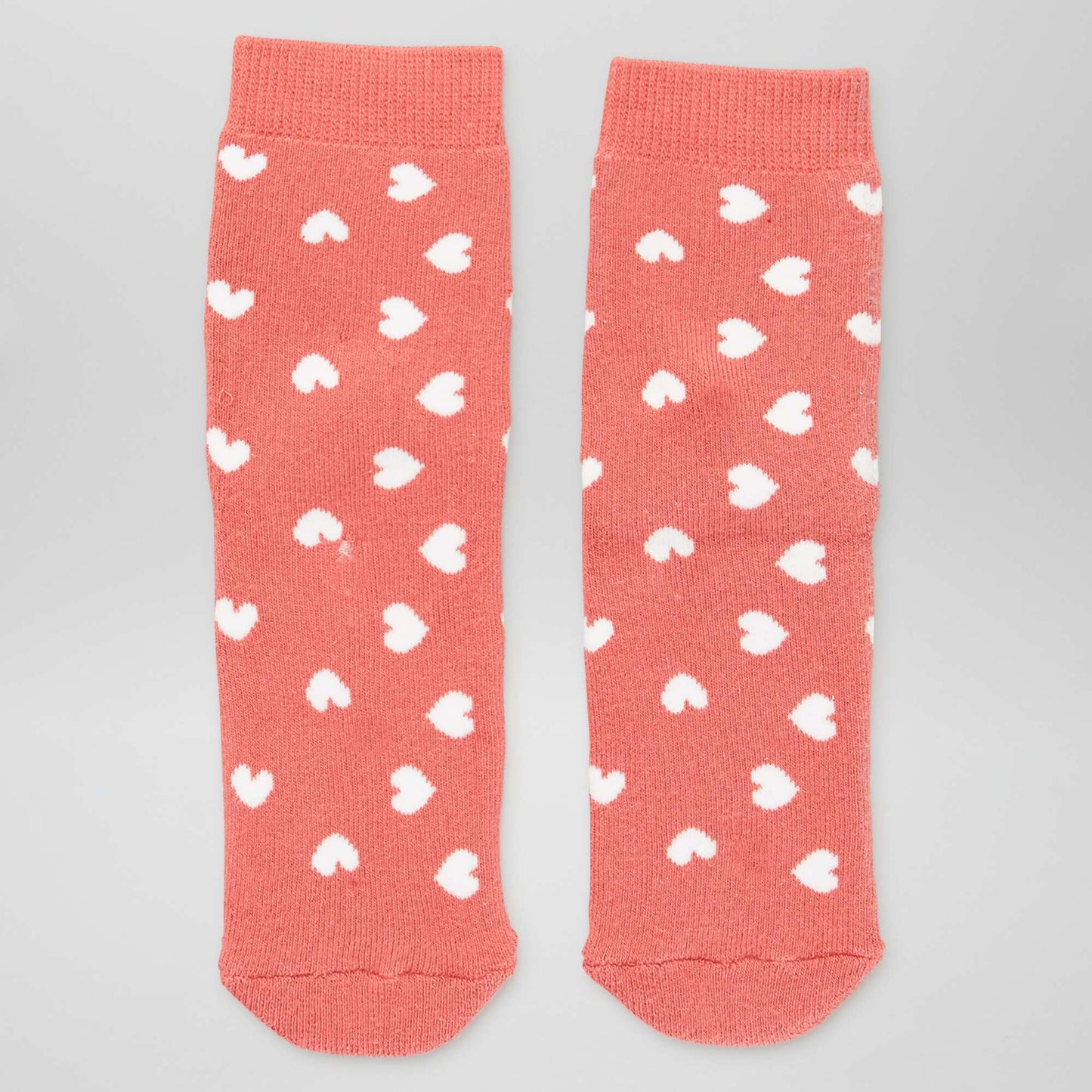 Lot de 2 paires de chaussettes 'coeurs' et 'chat' Rouge/beige