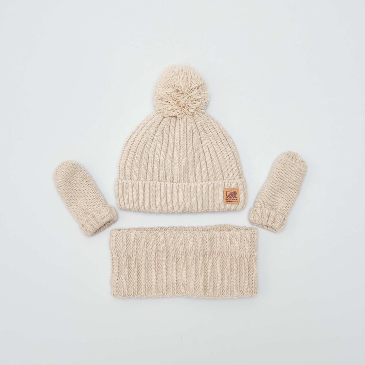 Ensemble bonnet, snood et moufles BEIGE OXFO
