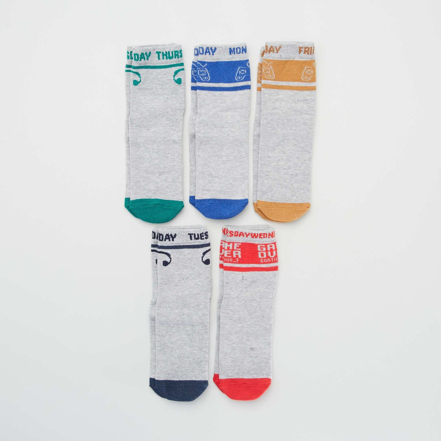 Lot 5 paires de chaussettes 'semainier' Gris/couleur