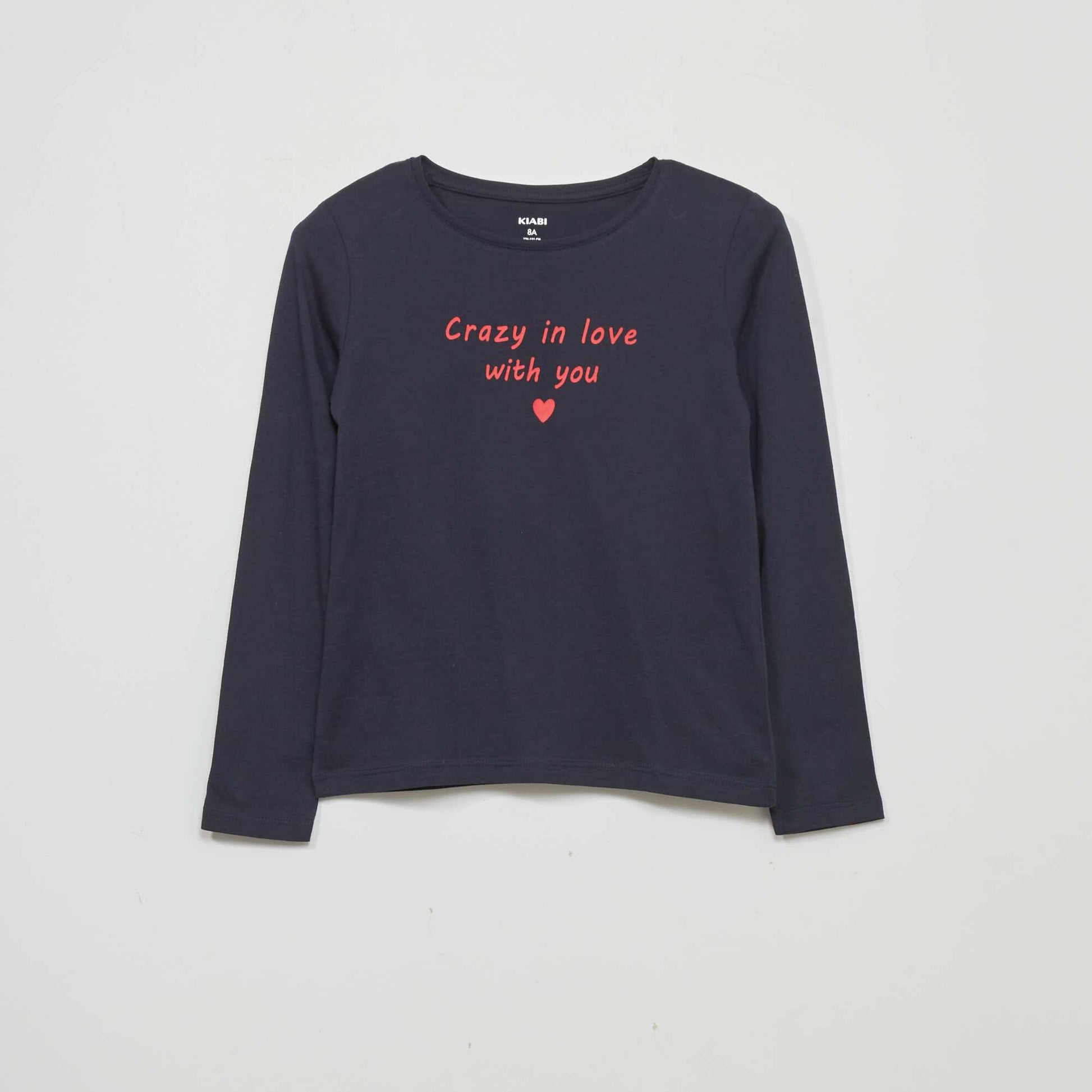 T-shirt manches longues avec imprim Bleu marine