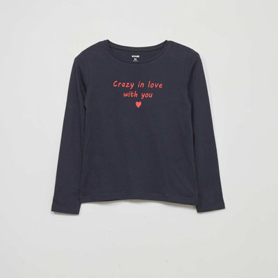 T-shirt manches longues avec imprim Bleu marine