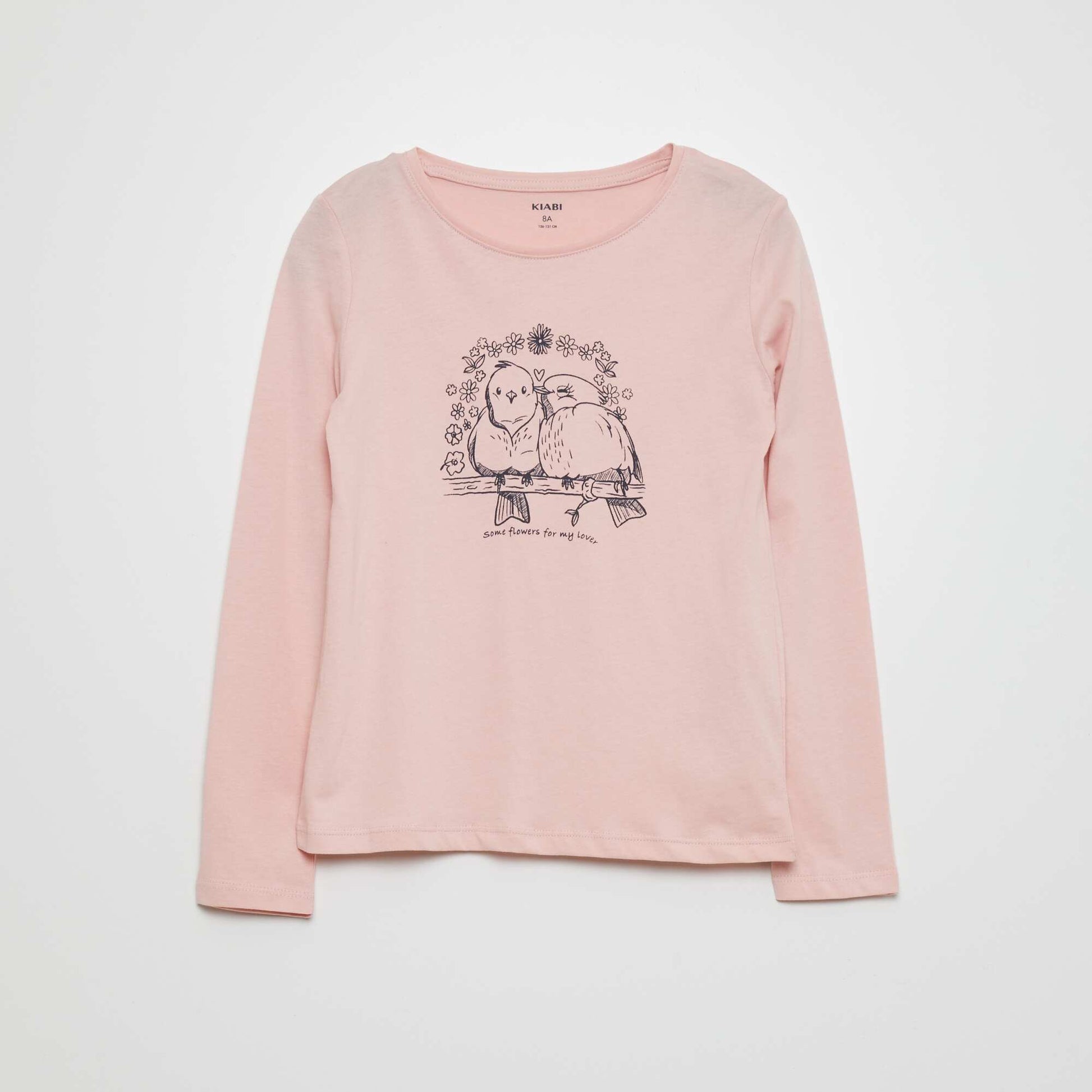 T-shirt manches longues avec imprim Rose