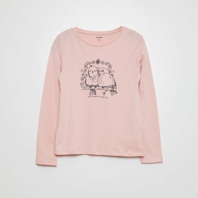 T-shirt manches longues avec imprim Rose