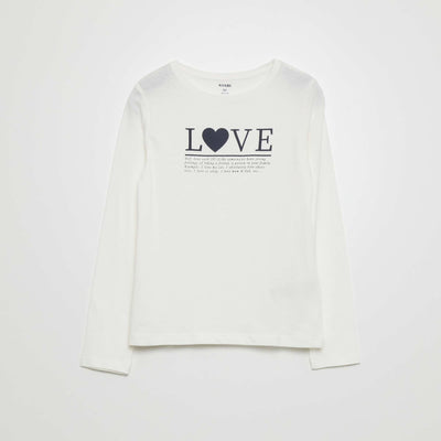 T-shirt manches longues avec imprim Blanc