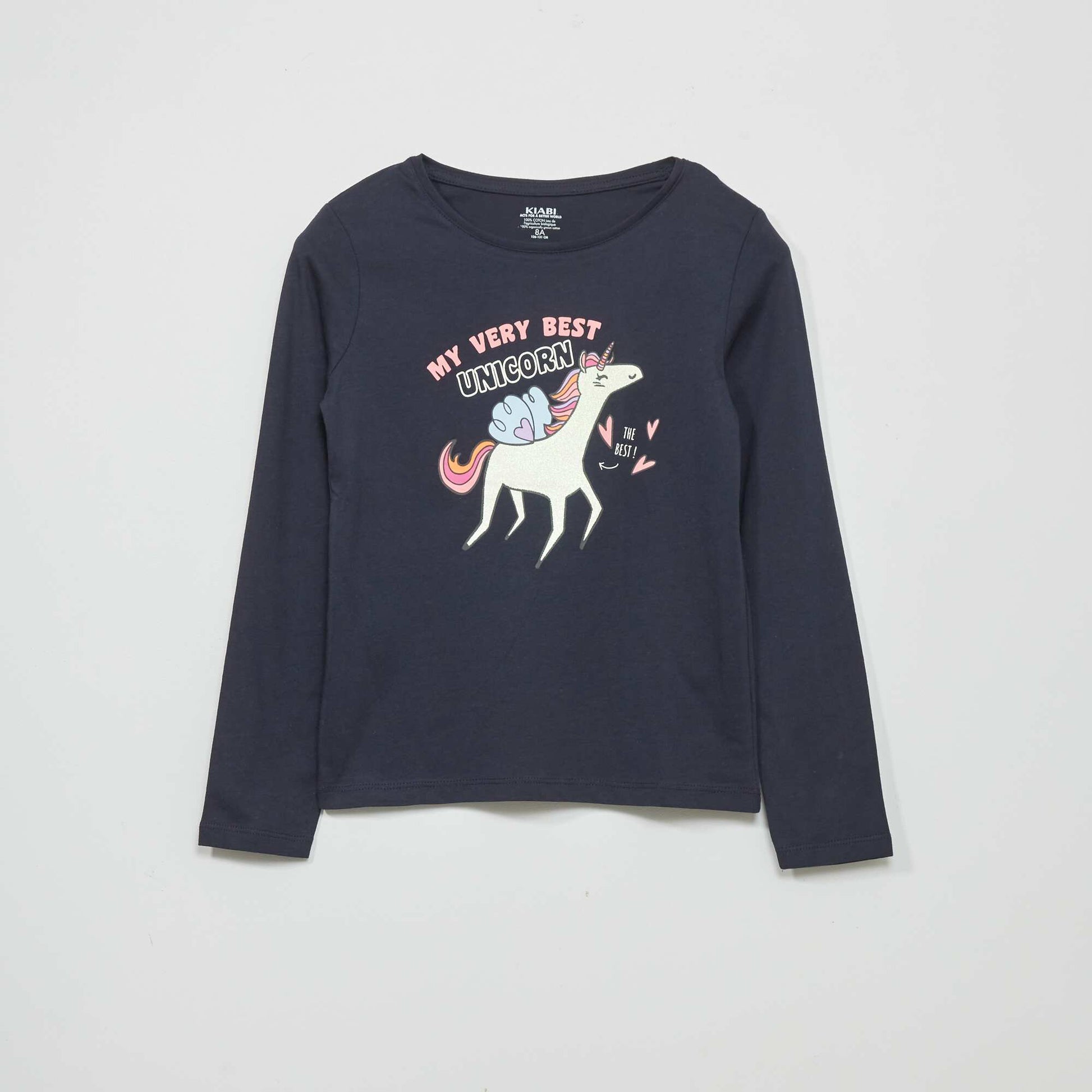 T-shirt imprim manches longues Bleu