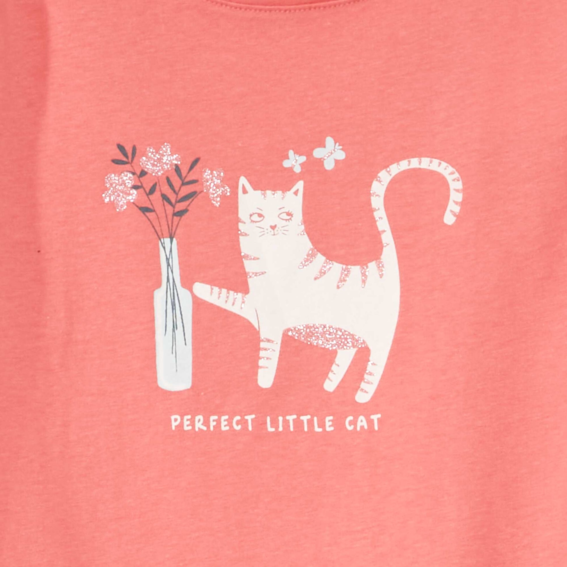 T-shirt imprim manches longues Rose