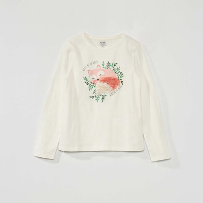 T-shirt imprim manches longues Bleu