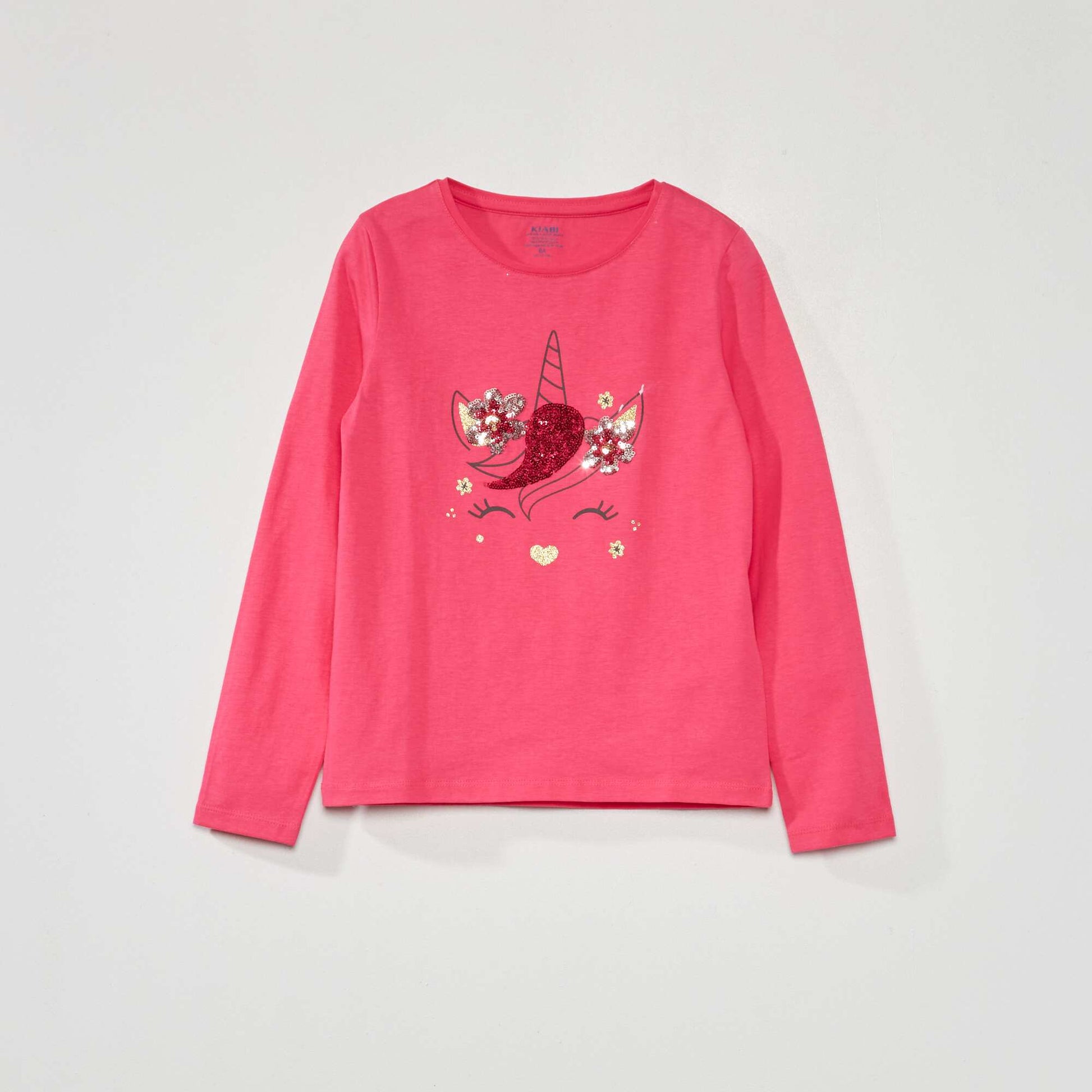 T-shirt imprim manches longues Rose