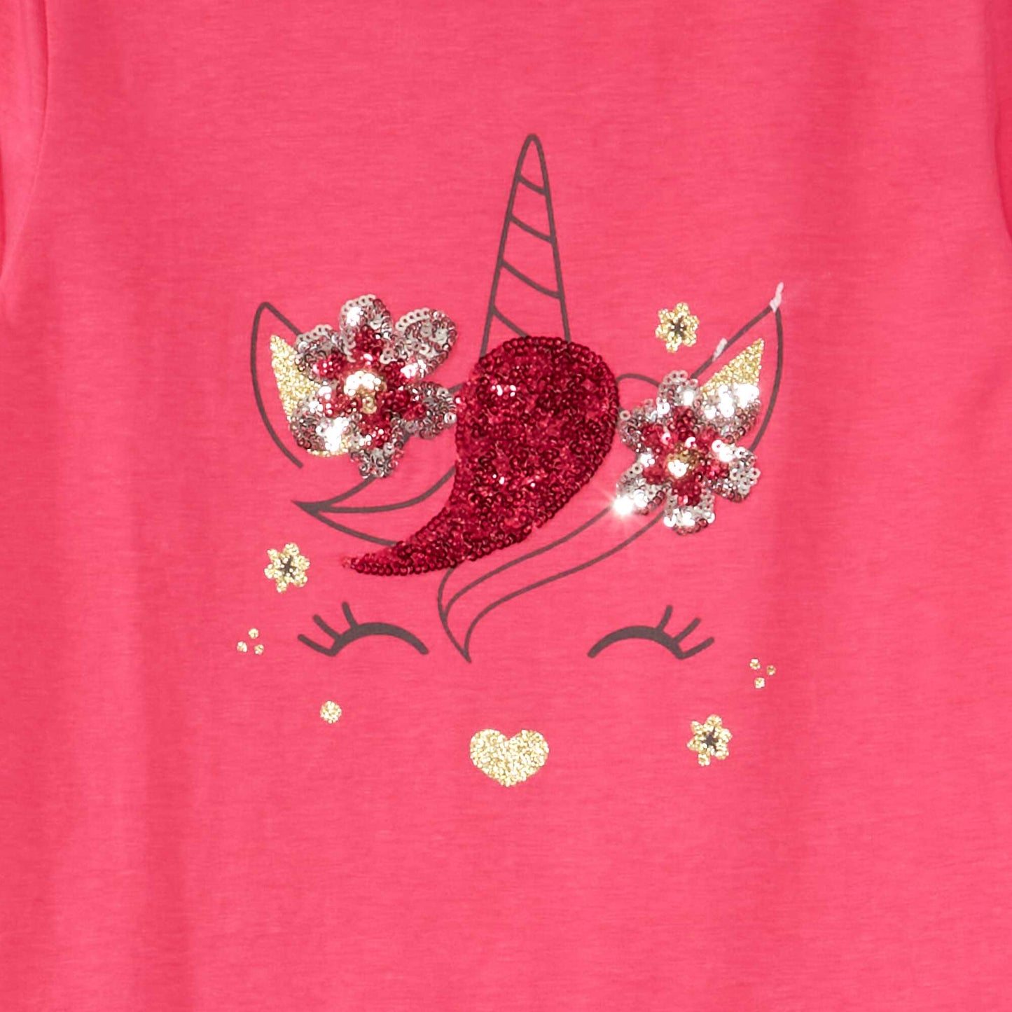 T-shirt imprim manches longues Rose