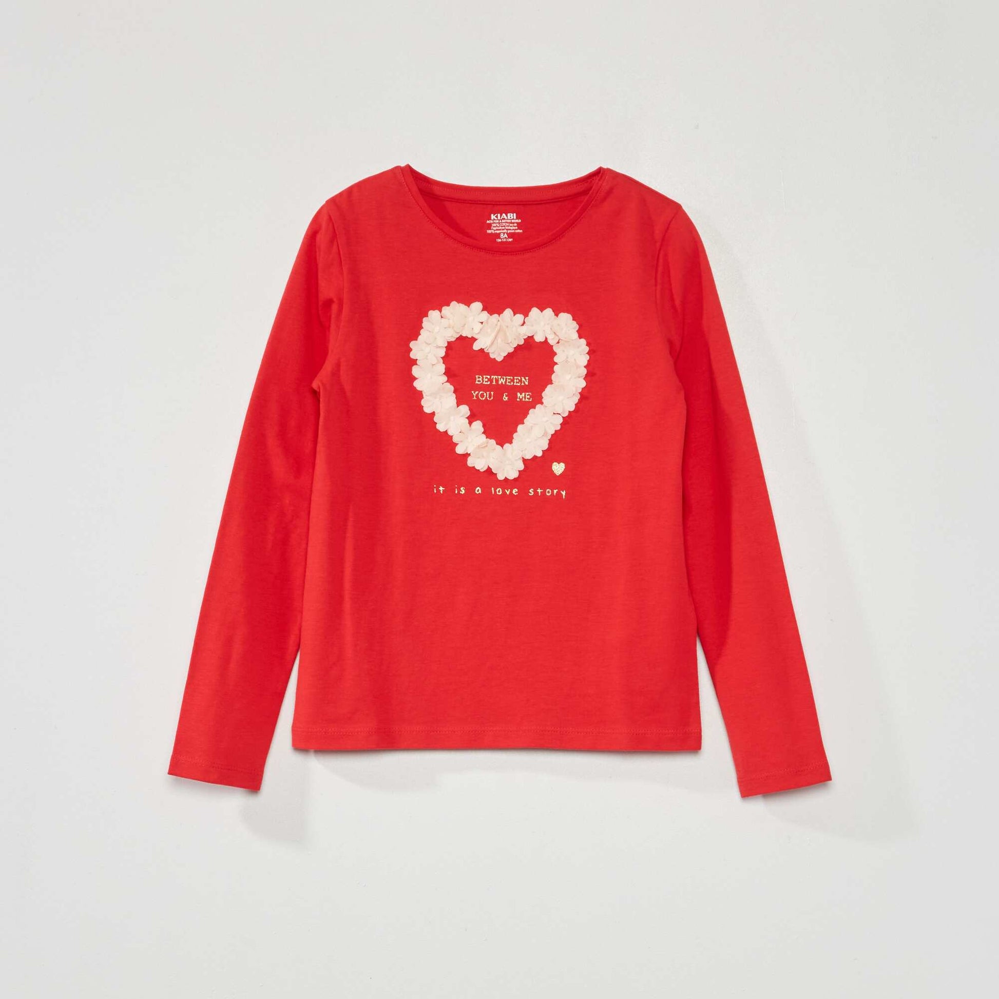 T-shirt imprim manches longues Rouge