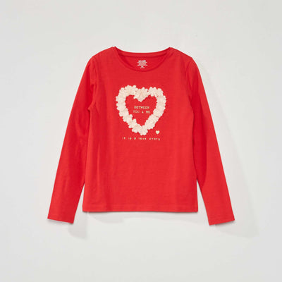 T-shirt imprim manches longues Rouge
