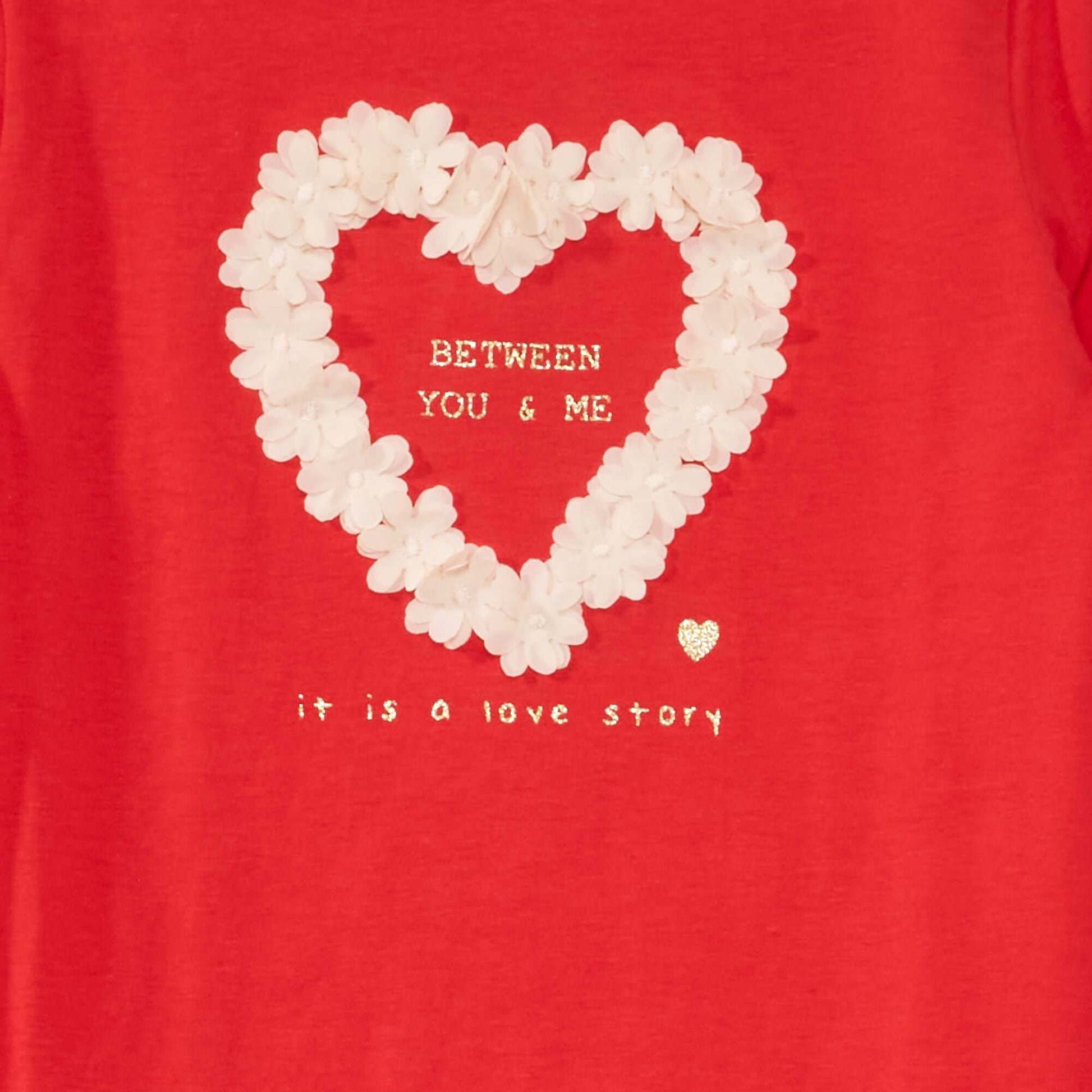 T-shirt imprim manches longues Rouge