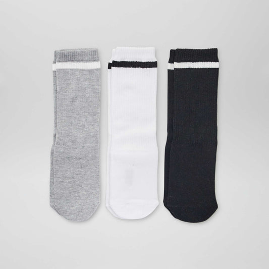 Lot de 3 paires de chaussettes hautes sport Blanc/gris/noir