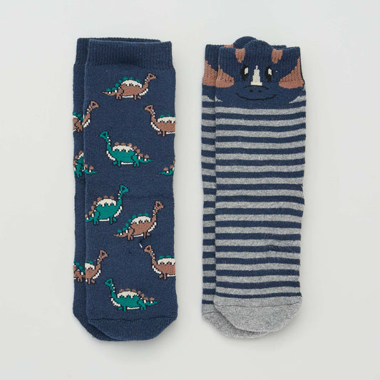 Lot de 2 paires de chaussettes 'dinosaures' Bleu