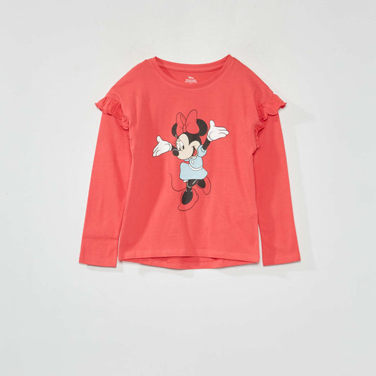 T-shirt 'Minnie' manches longues volant es Rose