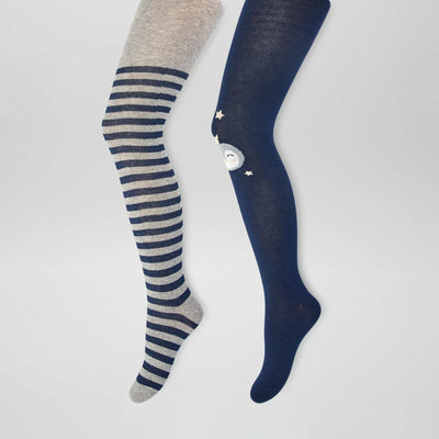 Lot de 2 collants en maille fantaisie Bleu
