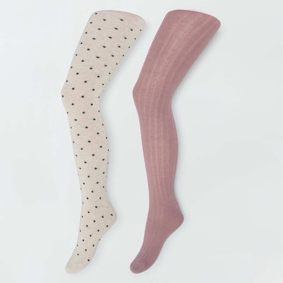 Lot de 2 paires de collants Violet/beige