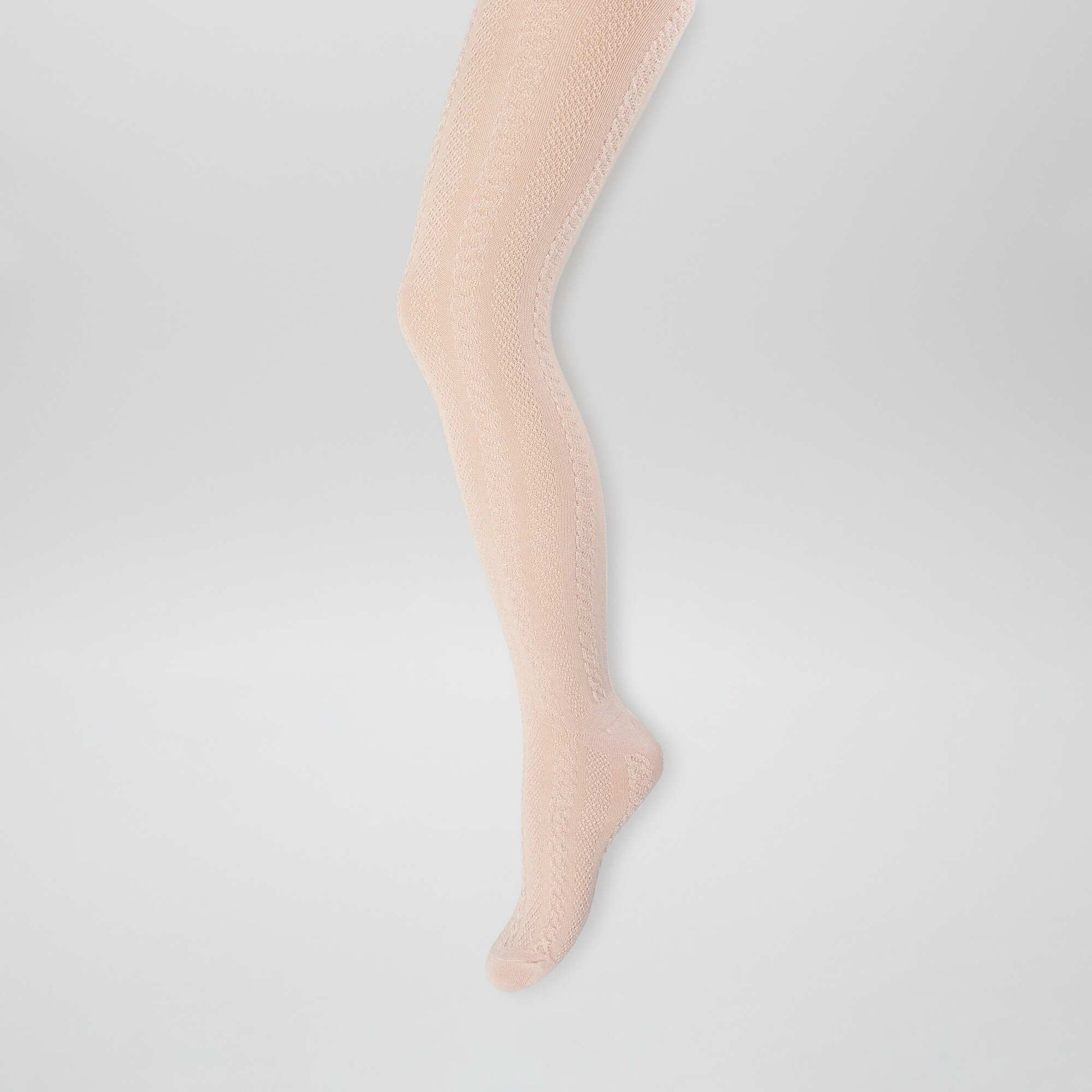 Lot de 2 collants en maille torsadée Rose/blanc