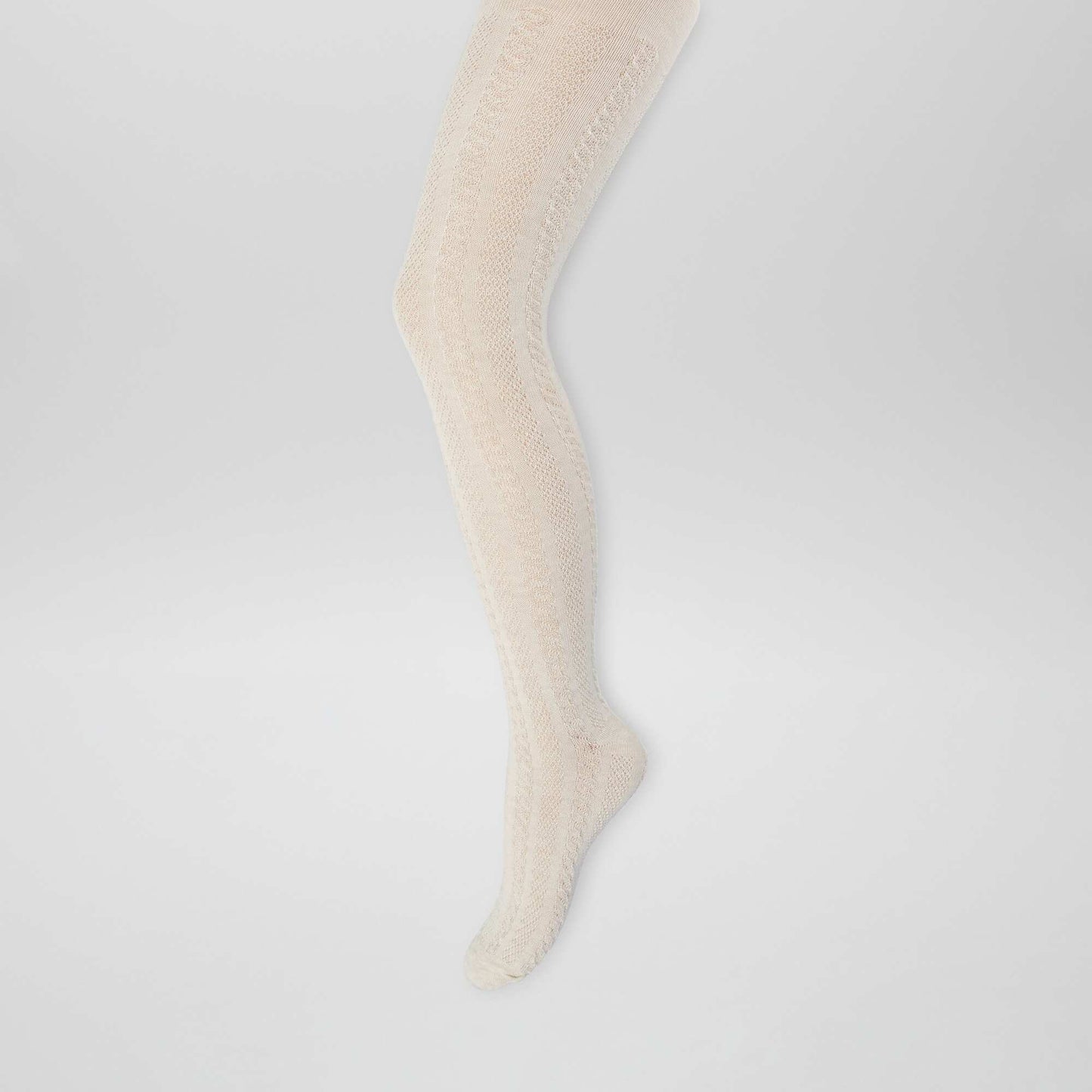 Lot de 2 collants en maille torsadée Rose/blanc