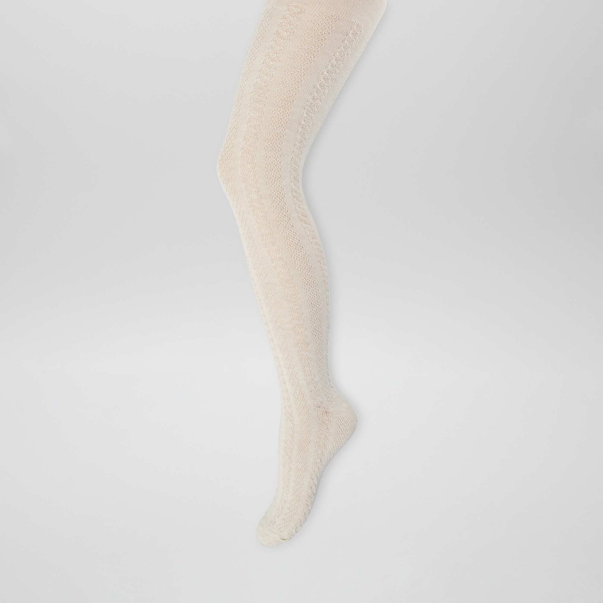 Lot de 2 collants en maille torsadée Rose/blanc