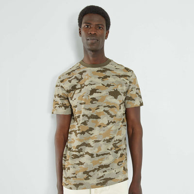 Tee-shirt imprim camouflage Kaki