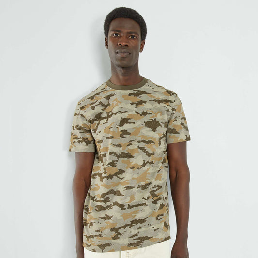 Tee-shirt imprim camouflage Kaki