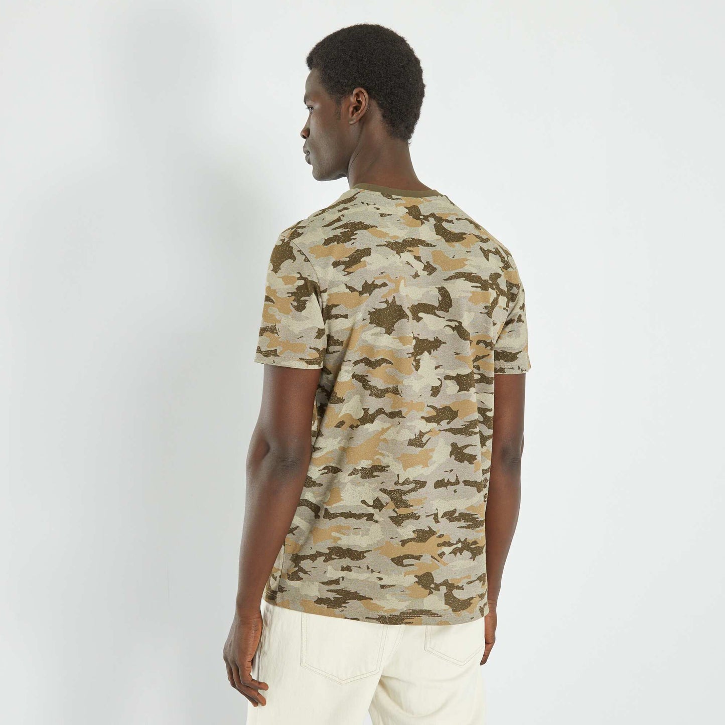 Tee-shirt imprim camouflage Kaki