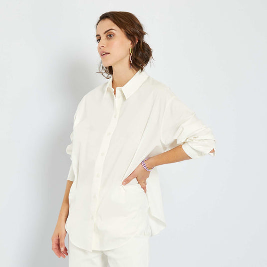 Chemise longue en popeline blanc