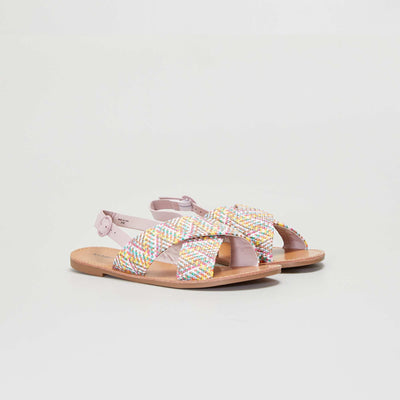 Sandales plates bi-mati re Rose