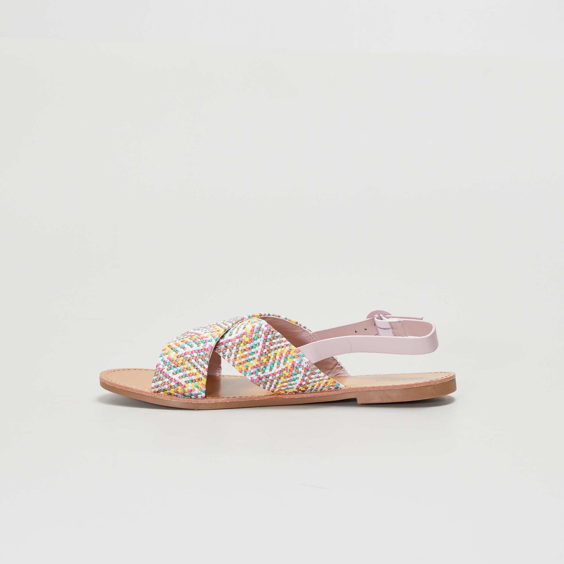 Sandales plates bi-mati re Rose