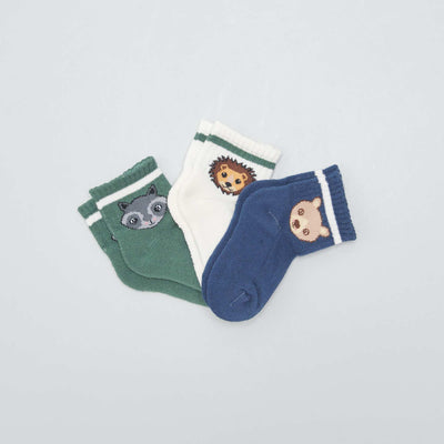 Lot de 3 paires de chaussettes avec imprim Bleu/vert/blanc