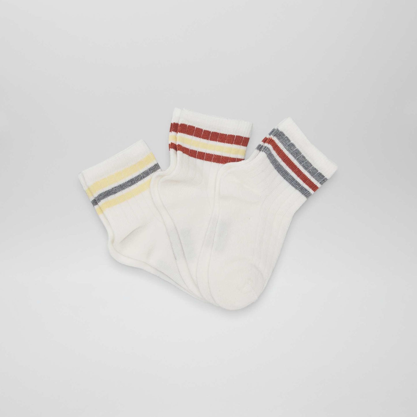 Lot de 3 paires de chaussettes avec bandes contrastantes Blanc