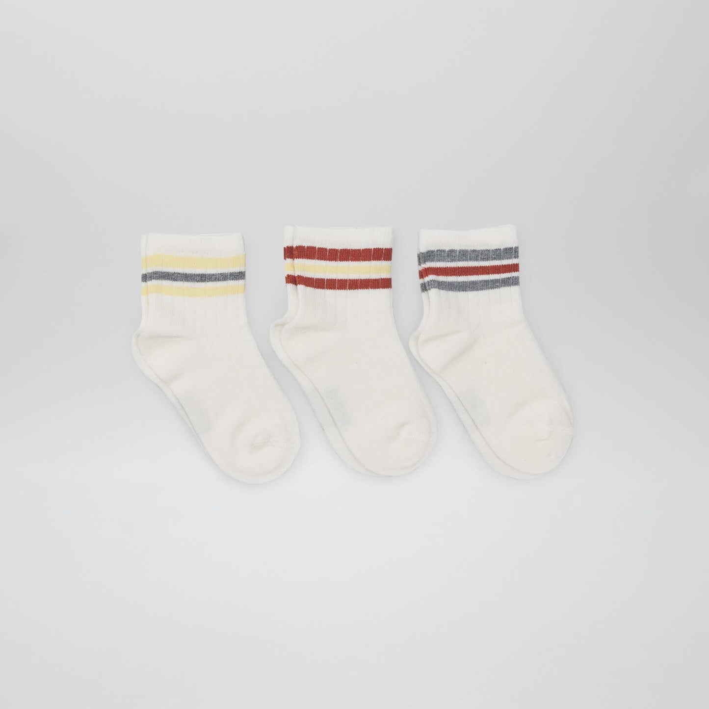Lot de 3 paires de chaussettes avec bandes contrastantes Blanc