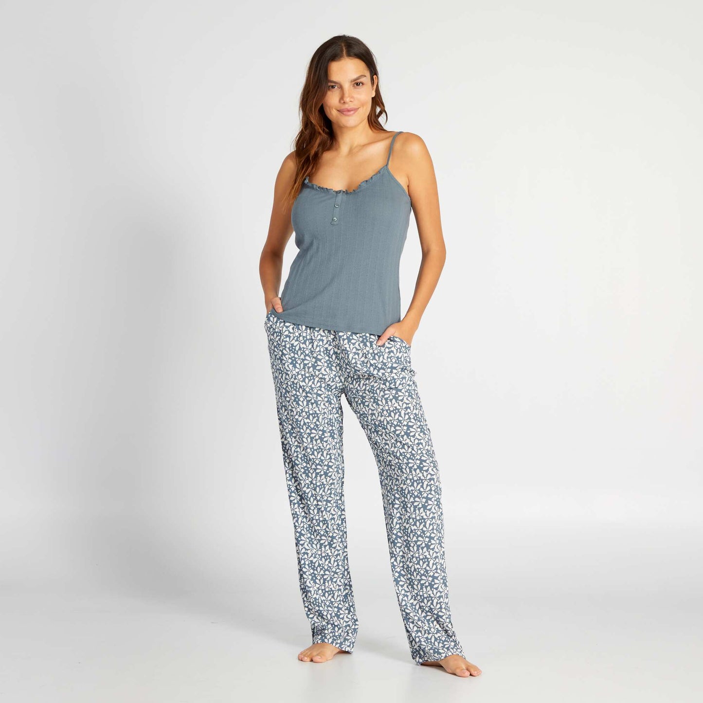 Pantalon de pyjama fluide imprim Bleu