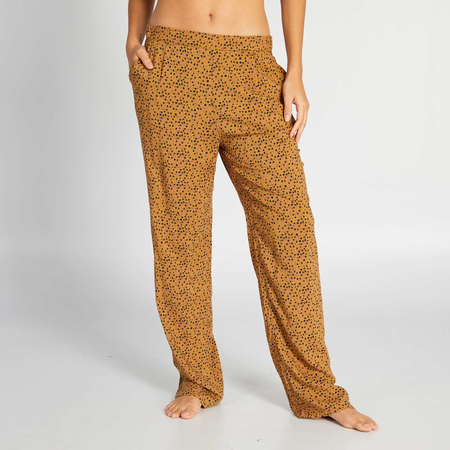 Pantalon de pyjama fluide imprim Marron