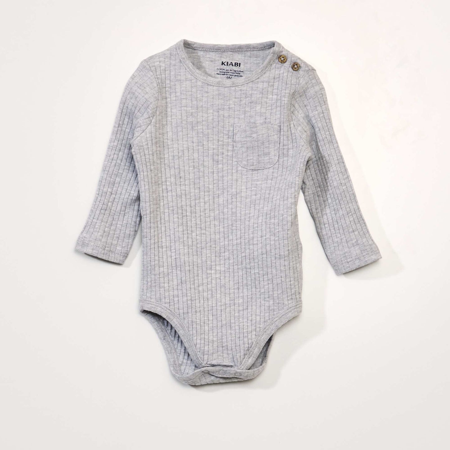 Body manches longues en rib Gris